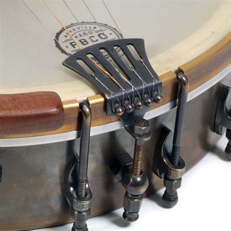 They have a metal plate that protrudes over the banjo head and an adjustment screw, together they create the option of adjusting the angle of the strings over the bridge. . Banjo tailpiece